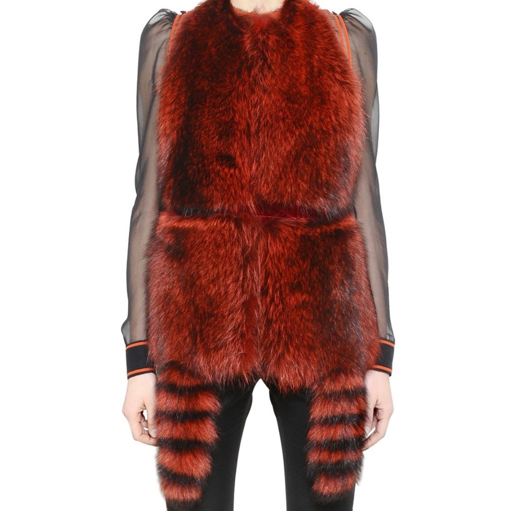 Givenchy Red and Black Fur Vest
